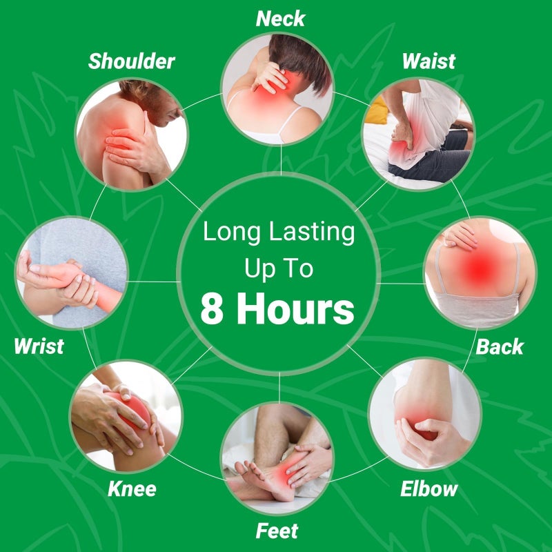 ishancare رقع الألم من إيشانكير، 24 رقع حرارية كبيرة جدًا سريعة المفعول، مهدئة عميقة تدوم 8 ساعات لآلام المفاصل والظهر والركبة والرقبة والكتف مع جص عشبي طبيعي دافئ - Image 3